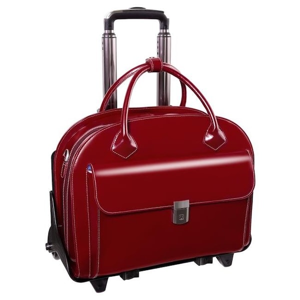 Mckleinusa Mcklein 94366 Glen Ellyn W Series Leather Detachable-Wheeled Ladies Case with Removable Sleeve - Red 94366 - main